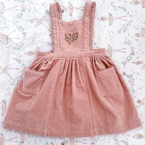 Pink Corduroy Pinafore Dress